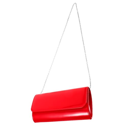 Sac à main de soirée élégant rouge, l'éclat glamour d'un cuir PU à bouton