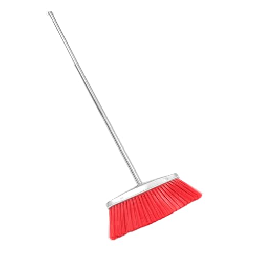 HOODANCOS Dustpan and Broom Set Angled Push Broom for Floor Cleaning Stainless Steel and Pp Materials