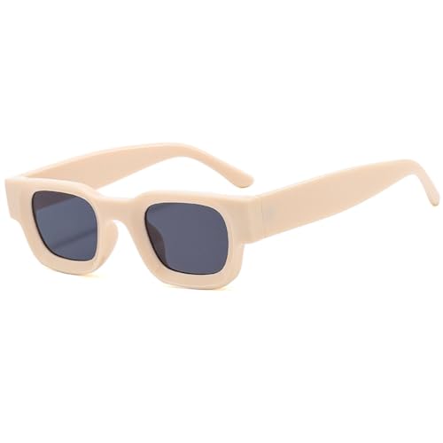 Lunettes de soleil rectangle noir rétro pour cyclisme urbain et sorties mode en ville