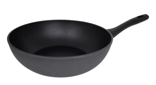 Arcos Serie Kaula | Wok Antiadherente 28 cm | Aluminio Forjado | Recubrimiento QuanTanium | Apta cualquier cocina | Mango Efecto Frio | Sistema ahorro energético | Apta lavavajillas | Color Negro