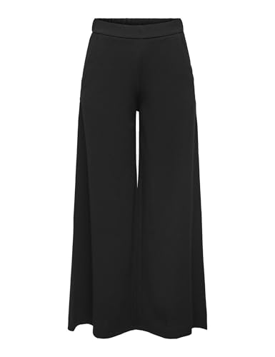 JDY Pantalón Mujer Pierna Ancha Cintura elástica Bolsillos Laterales prácticos Moderno, Color:Negro-3, Talla:S / 32L, Largo de la Pierna:L32