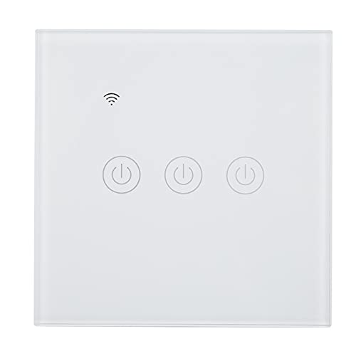 CFTGIW Panel de Interruptor de Luz Inteligente de 3 Bandas Táctil Inalámbrico único Cero Línea de Fuego Universal 200?240V ACWIFI el Interruptor Puede Tocar la Retroiluminación del Panel Húmedo (#1)