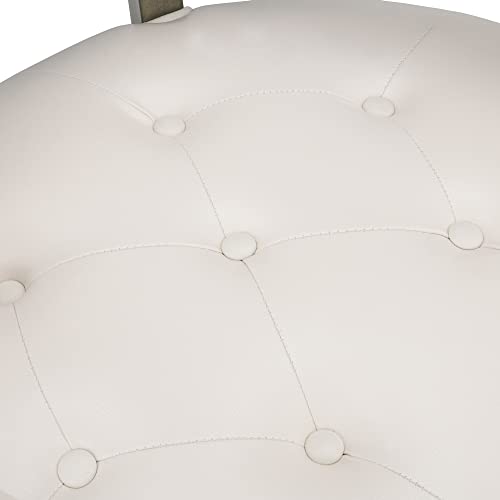 LEEMTORIG-Dining-Chairs-with-Casters-and-Arms-Accent-Kitchen-Table-Chairs-with-Wheels-Roller-Poker-Table-Chairs-Wooden-Game-Table-Chairs-Captains-Chair-Grey-Legs-Ivory-SY-1318-WT