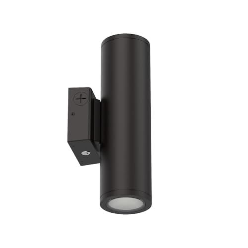 Lithonia Lighting WMCL 4 Inch LED Outdoor Wall Light, Modern Cylinder Outdoor Wall Sconce with Up/Down/Both Beam Direction, Selectable White Color, Photocell Dusk-to-Dawn, 75-Degree Beam Spread by Lithonia Lighting - Used condition - US$150.46
