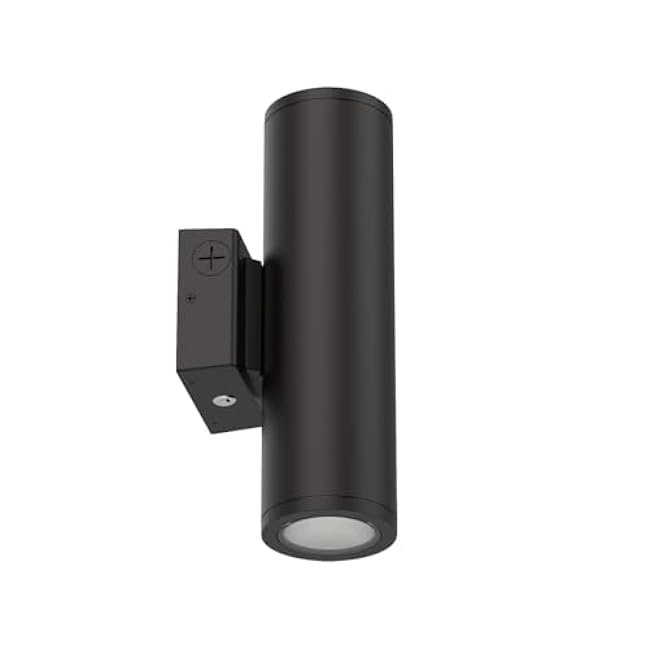 Lithonia Lighting WMCL 4 Inch LED Outdoor Wall Light, Modern Cylinder Outdoor Wall Sconce with Up/Down/Both Beam Direction, Selectable White Color, Photocell Dusk-to-Dawn, 45-Degree Beam Spread