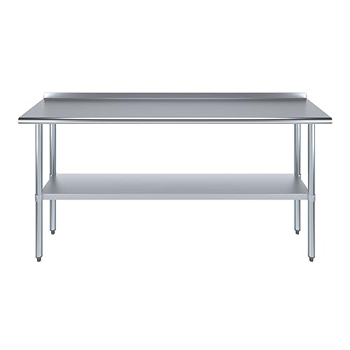 Image of AmGood Stainless Steel Work Table | Metal Utility Table (72 inch Long x 18 inch Deep)