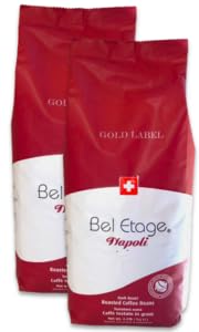 Cafe Bel Etage - 2 Roast Pack of Bel Etage Gold Label Napoli (dark roast) and Venezia(medium roast) Blend Whole Bean Coffee 1kg or 2.22lbs each