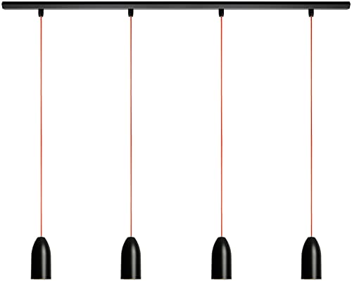 Buchenbusch urban design Pendelleuchte rund (33 Kabelfarben) Beton schwarz vierflammig Esszimmer Küchentheke Küchentisch in Höhe anpassbar inkl. LED modern black edition Cover