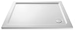 Balterley 1000 x 800 mm Rectangular Shower Tray, Slimline Shower Trays, Durable Stone Resin Base Trays for Bathroom Enclosure Cubicle, Central Waste Rectangular Tray for Wetroom Showers (White)