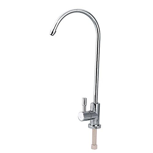 HEEPDD Drinking Water Filter Tap, 1/4'' Stainless Steel Kitchen Sink Faucet Tap Long Reach Chrome Swan Neck Kitchen Sink Mixer Taps Fits Water Filter Systems and Reverse Osmosis Systems