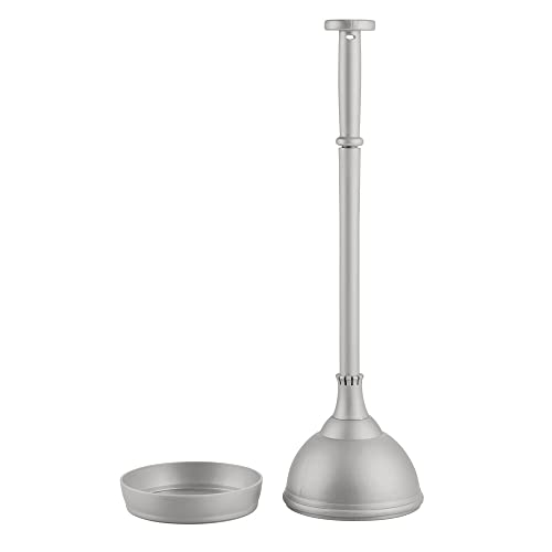 Mdesign Hidden Plunger And Brush Set For Toilet Bowl - Modern Toilet Brush And Plunger Set - Brush Cleaner And Plunger Combo With Holder Caddy For Bathroom - Hyde Collection - Set Of 2 - Gray #TOP6