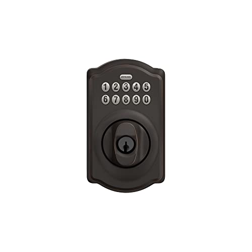 Schlage Be365 V Cam 716 Camelot Keypad Deadbolt, Electronic Keyless Entry Lock, Aged Bronze #TOP7