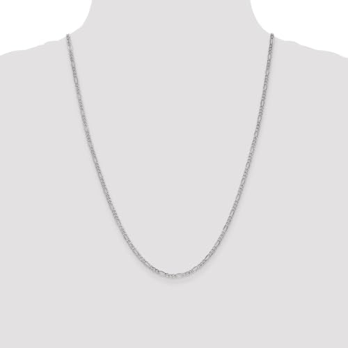 14k White Gold 2.5MM Semi-Solid Figaro Chain Necklace 18 Inches3