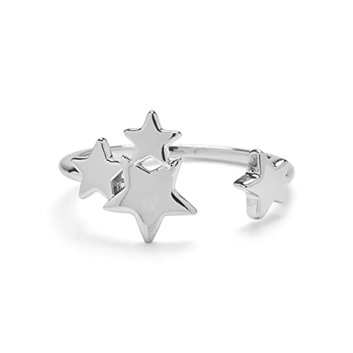 Pura Vida Silver-Plated Starlight Ring - Adjustable Ends, Brass Base, Rhodium Plating - Size 7