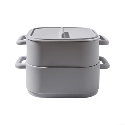 Efficient - Juego de 2 vaporizadores de silicona para preparación rápida de comidas y almacenamiento (gris)