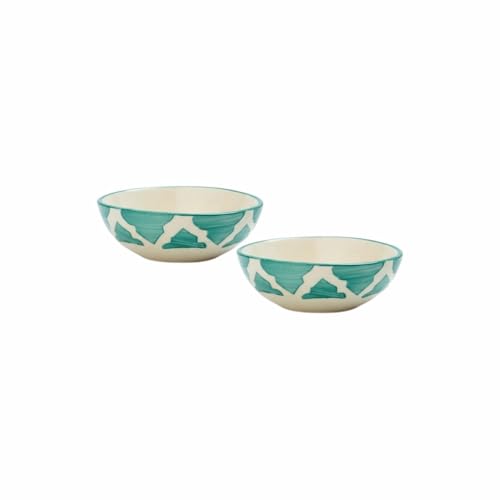 Image of Ceramic Bowl Set For Home Kitchen Use, Ideal For Breakfast Cereal, Smoothie Bowl, Fresh Fruits, Salad, Soup, Pasta and Snacks | Durable And Long-Lasting, Small Soy Sauce Dish (Green, Set of 2)
