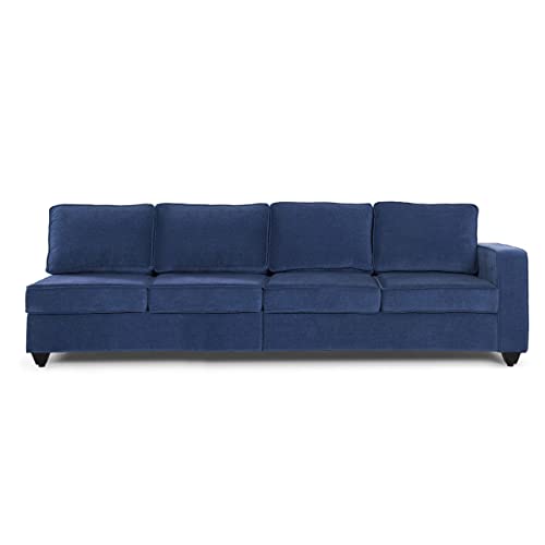 Image of Wakefit Sofa Set | 3 Year Warranty | Sofa 3 Seater, 3 Seater Sofa for Living Room, Wooden Sofa Set, 4 Seater + Left Aligned, Sofa for Living Room - Napper(Malphino : Cobalt Blue)