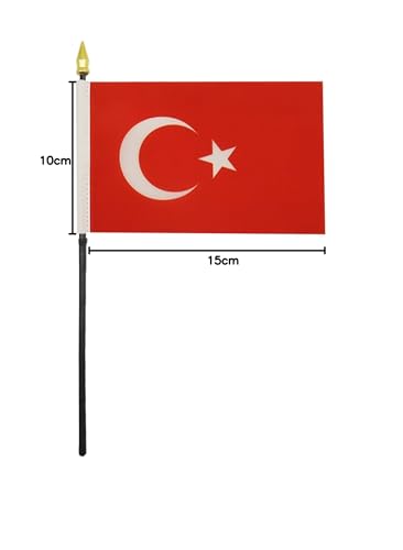 AZ FLAG - Tischflagge Türkei - 15x10 cm Goldene Splitze - Türkische Tischfahne 10 x 15 Cm - Flaggen