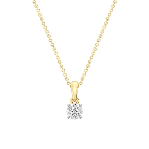 GILDED 0.25 Cttw Round Lab-Grown Diamond Solitaire Pendant Necklace F Color SI Clarity 14KT Gold Plated Silver Sterling Silver 18 Cable Chain with Spring Ring Clasp