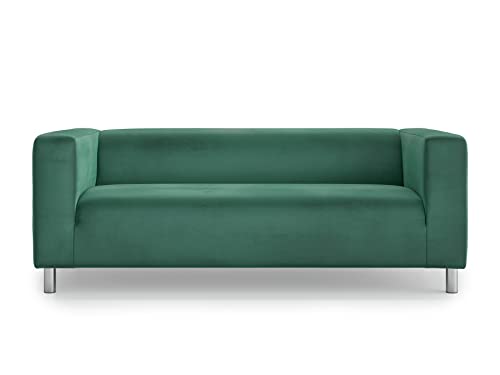 Masters of Covers Snug Fit Classic Velvet Klippan Loveseat Slipcover for The IKEA 2 Seater Klippan Loveseat Sofa Cover Replacement (Green, Velvet)