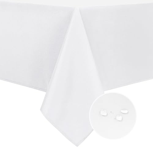 DWCN Square Tablecloth - 54 x 54 Inch - Waterproof Stain and Wrinkle Resistant Washable Table Cloth, Decorative Fabric Table Cover for Kitchen Dining Room Party and Outdoor Use, White