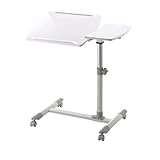 Adjustable Overbed Table with Mouse Pad, Mobile Standing Desk, Ergonomic Height Adjustable Bedside Table for Home & Hospital,