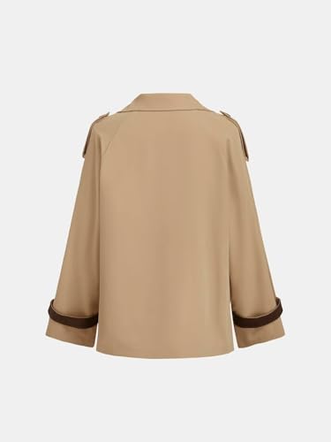 Women's Cropped Trench Coat Notch Lapel Long Sleeve Blazer Casual Short Jacket Fall Fashion Outerwear with Pockets3