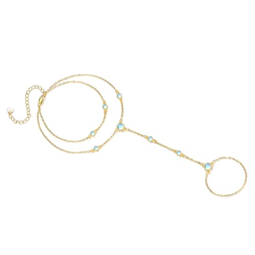 Bracelet chaîne main argent S925 pierre de lune pour femme