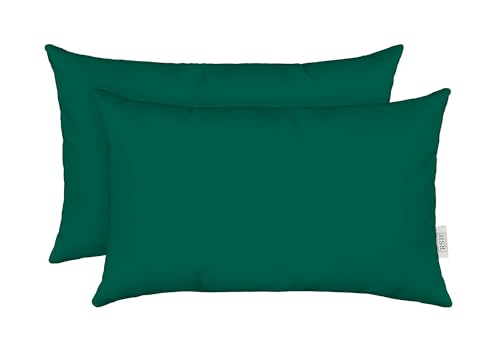 Sunbrella Lumbar Throw Pillows, 20x12, Forest Green (Set of 2)