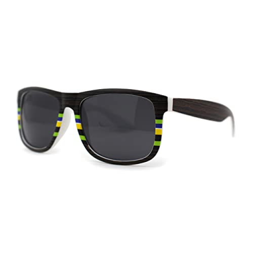 Wood Grain Pattern Arm Horn Rim Classic Skater Shade Sunglasses2