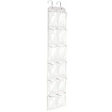 ESINGMILL Over the Door Shoe Organizer - Hanging Holder with 12 Large Clear Pockets and 2 Metal Hook