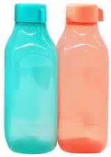 Tupperware Aquasafe Eco Square Fliptop Plastic Bottles 1000 ml Pack of 4 (Multicolor)