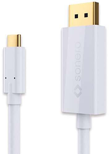sonero UCC021-010 USB-C auf DisplayPort Kabel, 4K@60Hz mit 18Gbps, USB 3.1, Alt Mode, Thunderbolt 3 kompatibel für MacBook Pro, Samsung S8, Dell XPS 15 und andere USB-C Computer, 1,0m weiß Cover