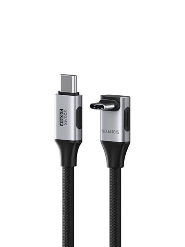 Hagibis USB4ケーブル、直角90度編組80Gbps、240W高速充電、8K@60Hz USB4 V2.0 USB-Cケーブル iPhone 17 16 15 Pro Max、iPad Pro、MacBook、Thunderbolt 5/4用 (ミドル90度、4.9フィート)