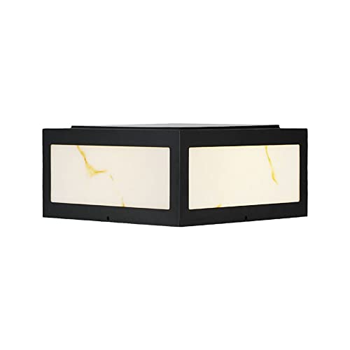 Yicoming Led Post Light Outdoor, Square Modern Outdoor Column Lights Ip65 Waterproof Stainless Steel Pillar Lights For Yard Garden Patio Path With Imitation Marble Lampshade #TOP1