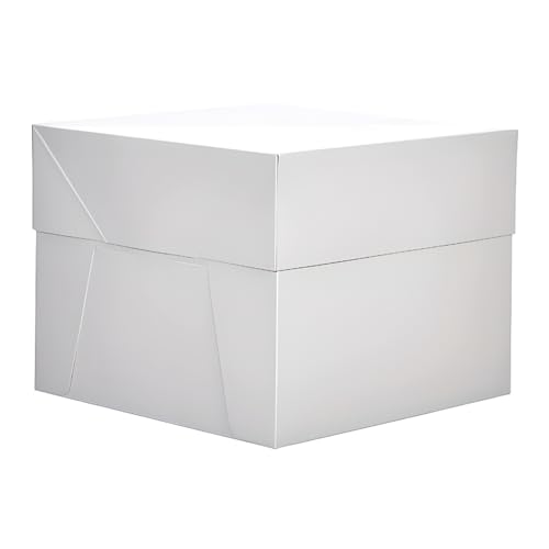 GLOTOMANIA - Caja para Tarta Blanca - 25 cm - Cartón Resistente - Certificación Alimentaria - Diseño Elegante - Fácil Transporte - Pack de 25 Unidades
