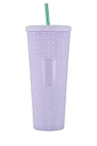 Taza fría de plástico reutilizable de 24 oz (700 ml) con pajita de acero inoxidable, el acabado mate suave es hermoso a la vista, cómodo de sostener y resistente al deslizamiento.