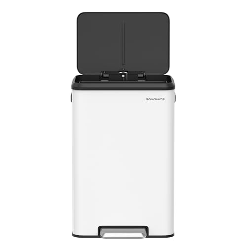 Caneca de basura rectangular 10.5 galones con pedal blanco miniatura 1