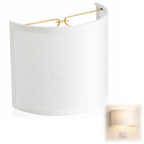 VIHOSE 4.5 Inch Half Barrel Wall Sconce Shield Lamp Shade Lamp Semicircle Fabric Shades for Wall Sconce Replacement Stairwell Bedside Hallway, White