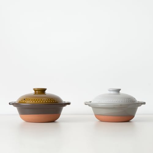 三陶 萬古焼 土鍋 8号 2-3人用 M 1500ml 電子レンジ オーブン 直火対応 CLEA AKARI (ブラウン) 日本製 32781 の商品画像 6