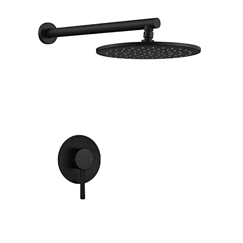 Système de douche à effet de pluie encastrable noir mat pour plafond et salle de bain modernisée