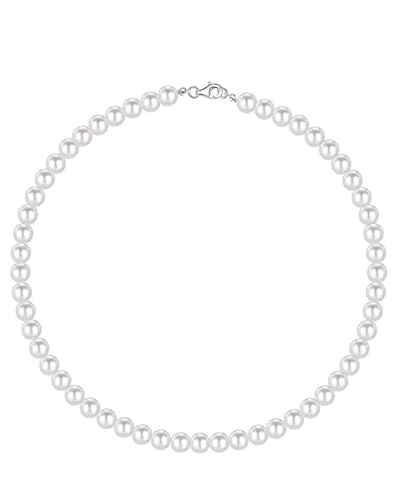 HSIXHAF 6 mm collar de perlas para los hombres de imitación collar de perlas collares de hombres 18 pulgadas de longitud collar de perlas hombres joyas collar de perlas collar de gargantilla blanca