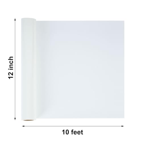 Image of FUNKAKA Heat Transfer Vinyl Reflective White HTV Roll, 12 inch x 10ft Iron on Vinyl for All Cutter Machine, Reflective HTV Vinyl for T-Shirts Easy to Cut & Weed for Heat Vinyl DIY Design