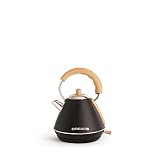 CREATE/KETTLE RETRO M/Hervidor de agua eléctrico 1L Negro/Ebullición rápida, apagado automático, filtrado anti-cal, autoapagado, Ø17,2 cm