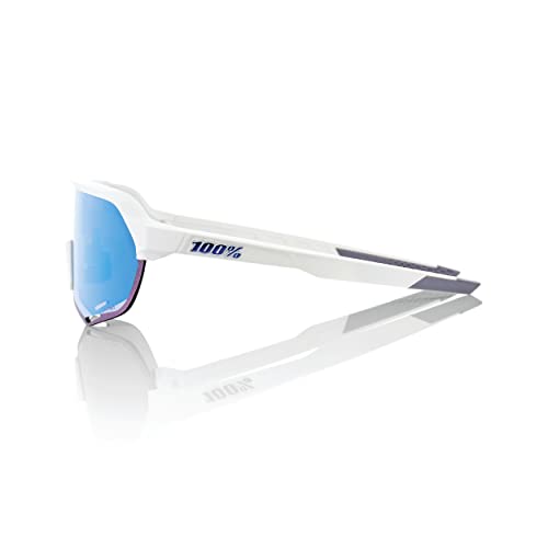Gafas 100% S2 ciclismo blanco mate de carretera con lentes deportivas azules 3
