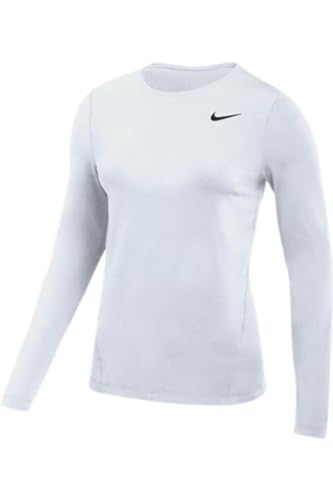 Nike Womens Pro All Over Dri-Fit Long Sleeve Mesh Top (US, Alpha, X-Large, Regular, Regular, White)