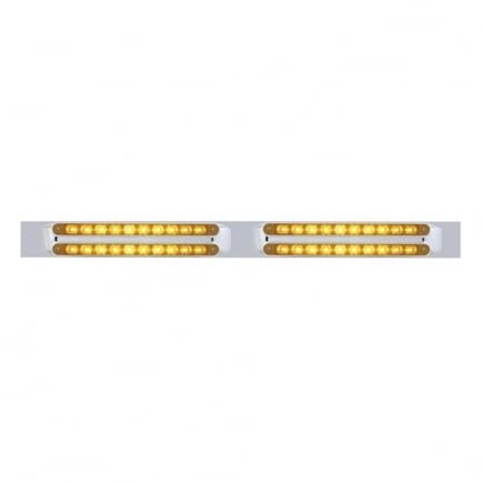 Image of United Pacific 37206 Mud Flap Hanger, Mud Flap Plate, Top, Chrome, with Four 10 LED 9 inch Light Bars, Amber LED /Amber Lens