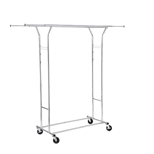 Andula ハンガーラック パイプハンガーラック 3ウェイ シングル 大容量 収納ラック 物干し スタンド 耐荷重70-120KG 洋服ハンガー 衣類収納 ラック 頑丈 耐久 省スペース 組立簡単 ロール付き 縦横伸縮タイプ (平行棒のシングルを標準装備