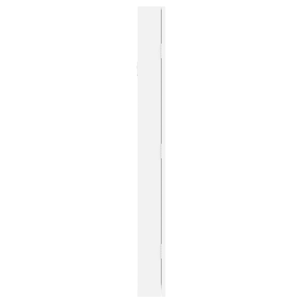 Meble select-Szafka na biżuterię z lustrem naścienna biała 30 x 8,5 x 90 cm