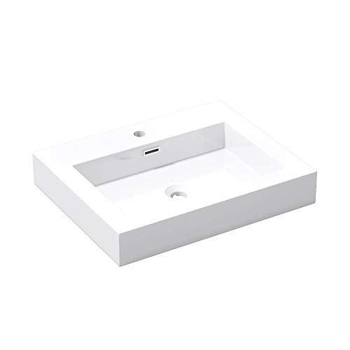 Sogood Lavabo suspendu vasque à poser blanc 60cm évier Colossum818 60x48x10cm